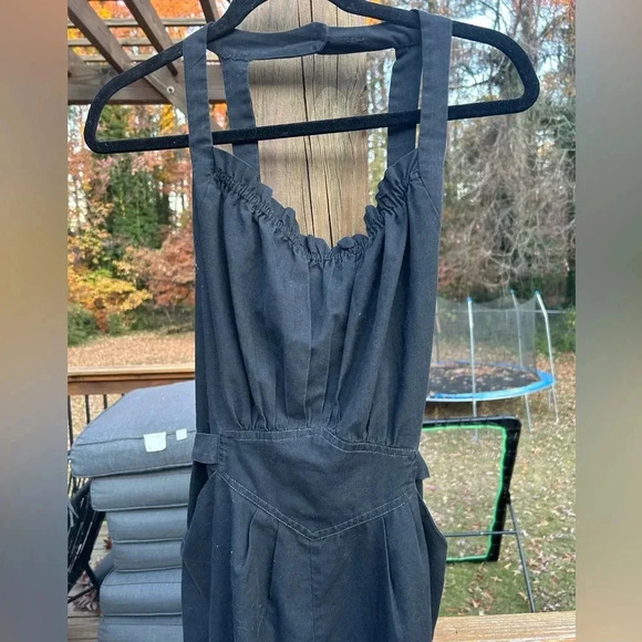 Vtg 1970’s Frederick’s of Hollywood black flounce Ruffle square back jumpsuit - Picture 2 of 13